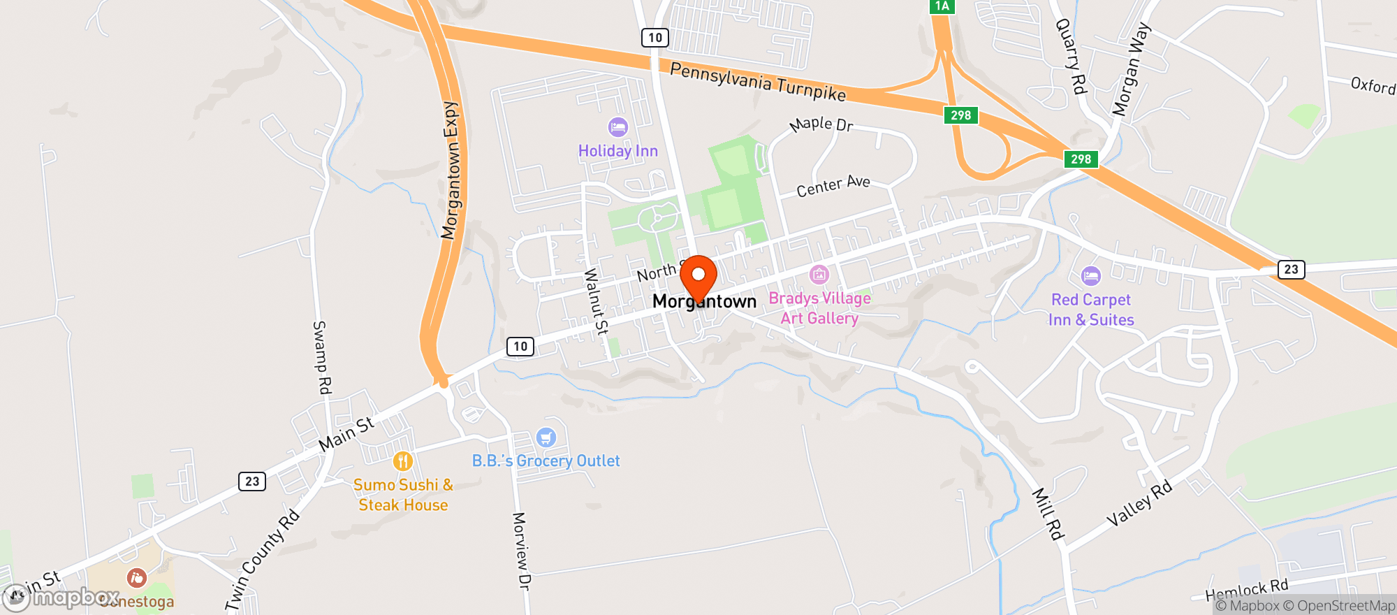 Map showing Old Village Restaurant & Tavern