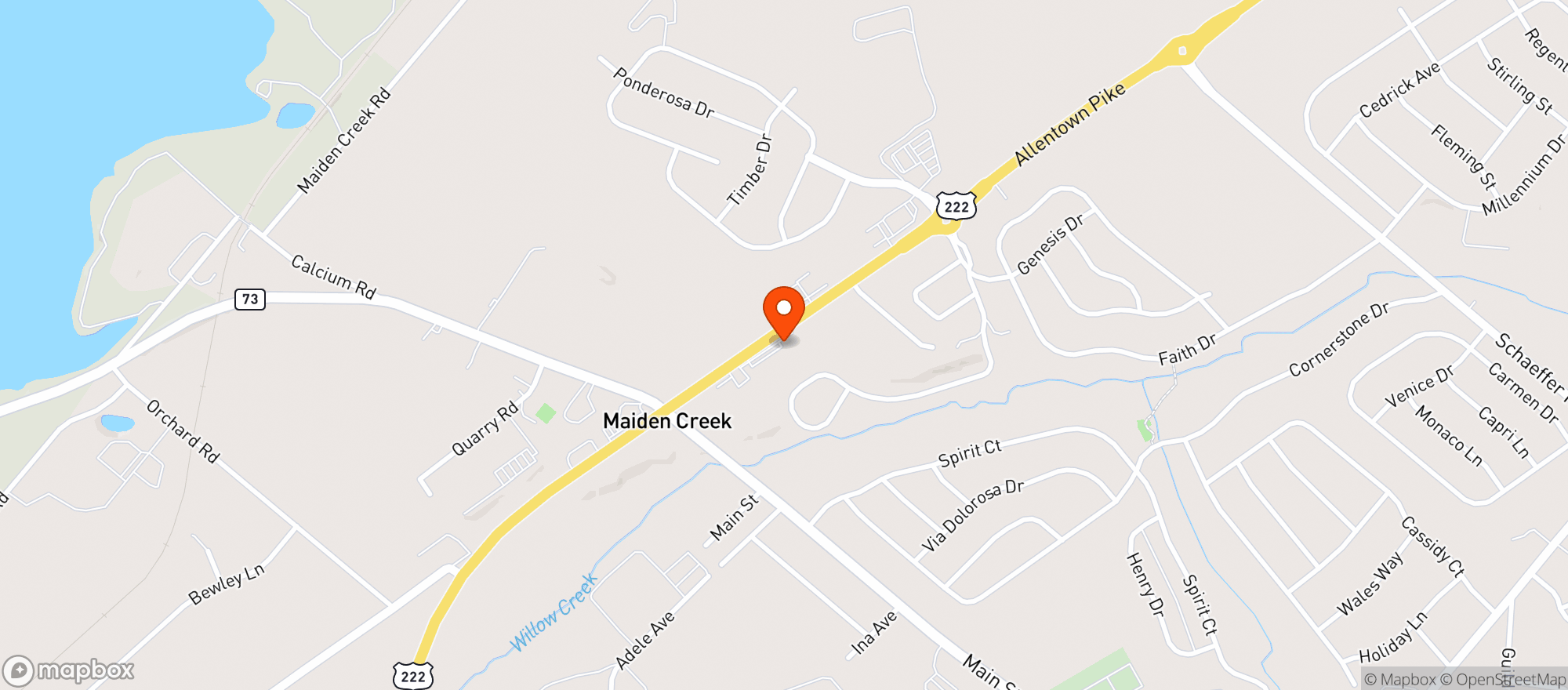 Map showing Maidencreek Beer Distributor