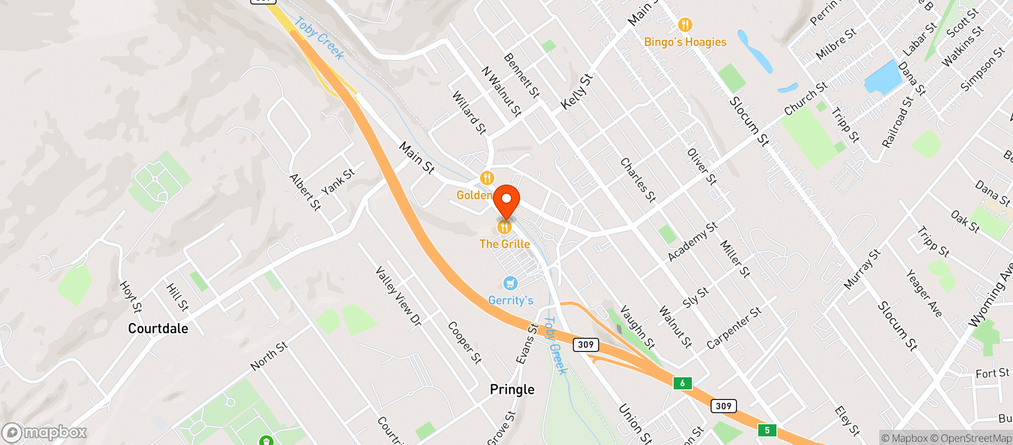 Map showing J & M Union Beverage