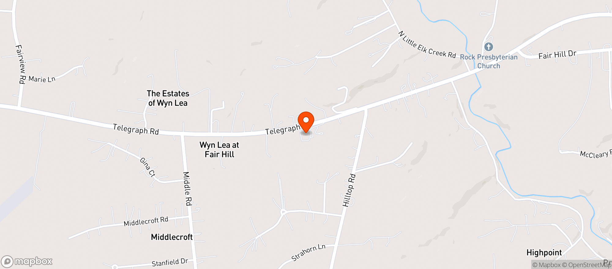 Map showing Wesleys Restaurant