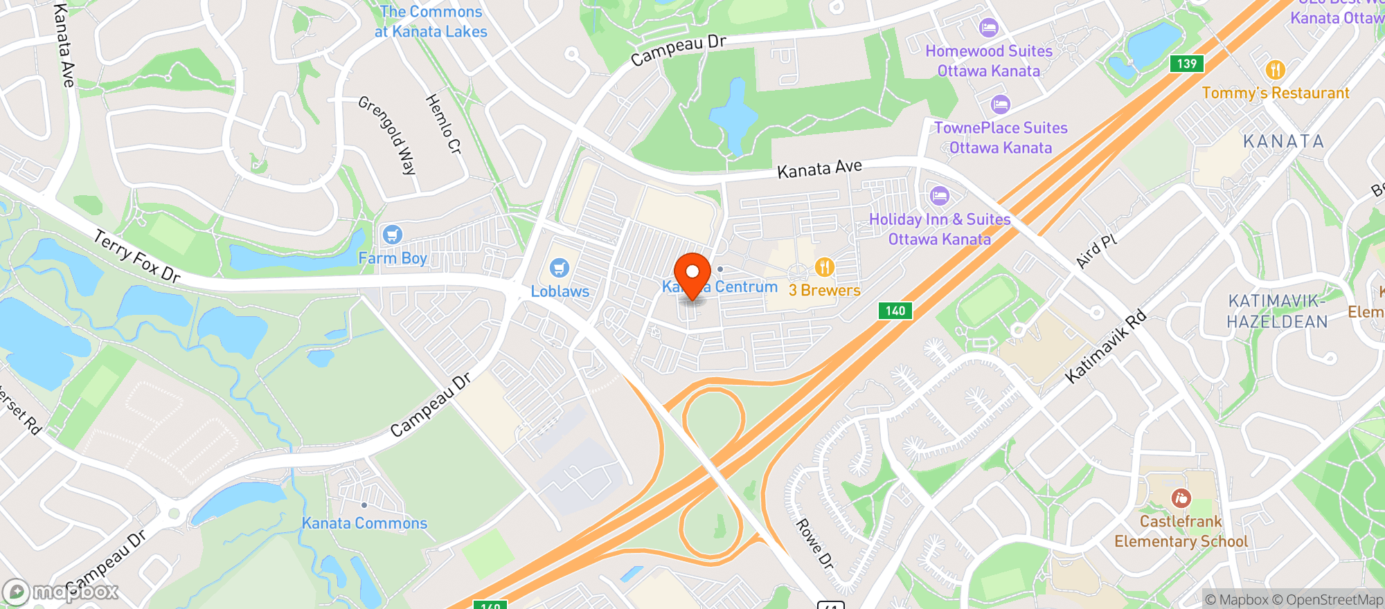 Map showing Moxies Kanata