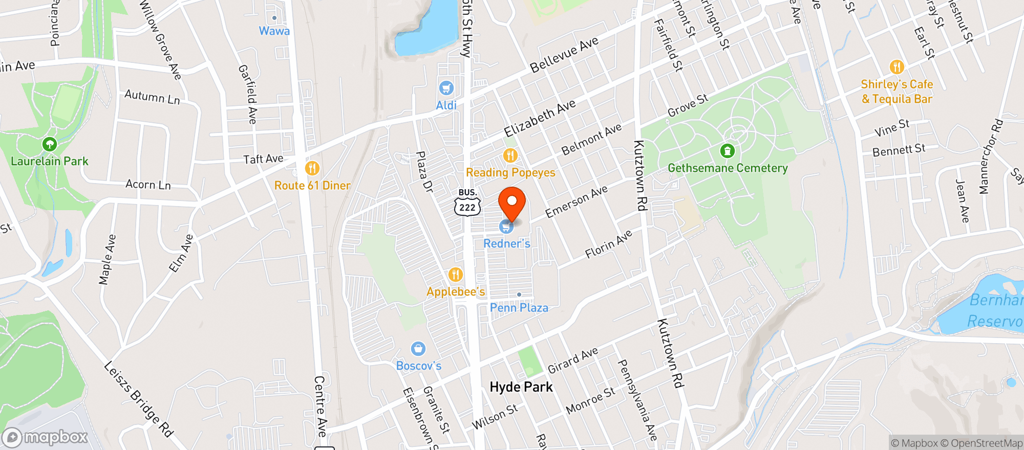 Map showing Redners Warehouse Marke #72