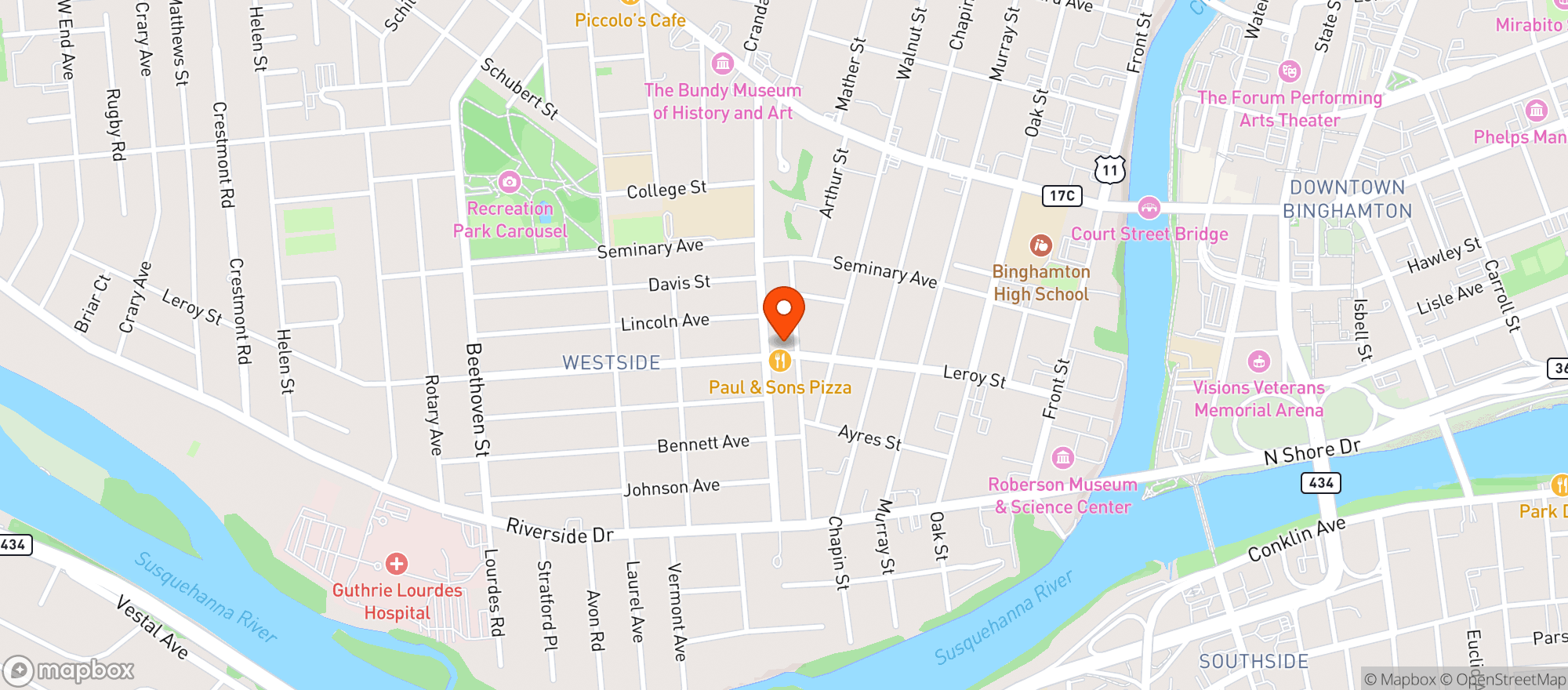 Map showing Leroy Package Store