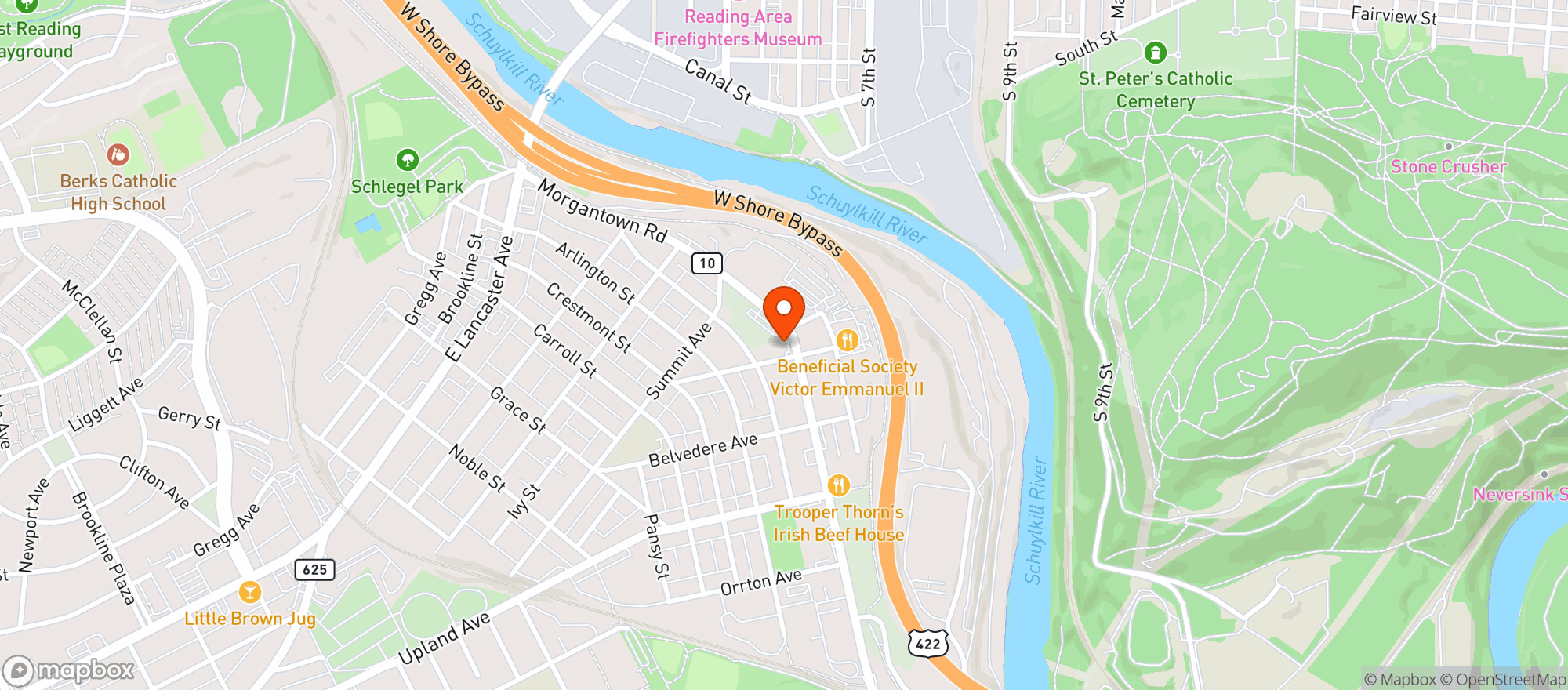 Map showing Mimmos Restaurant & Pizzeria