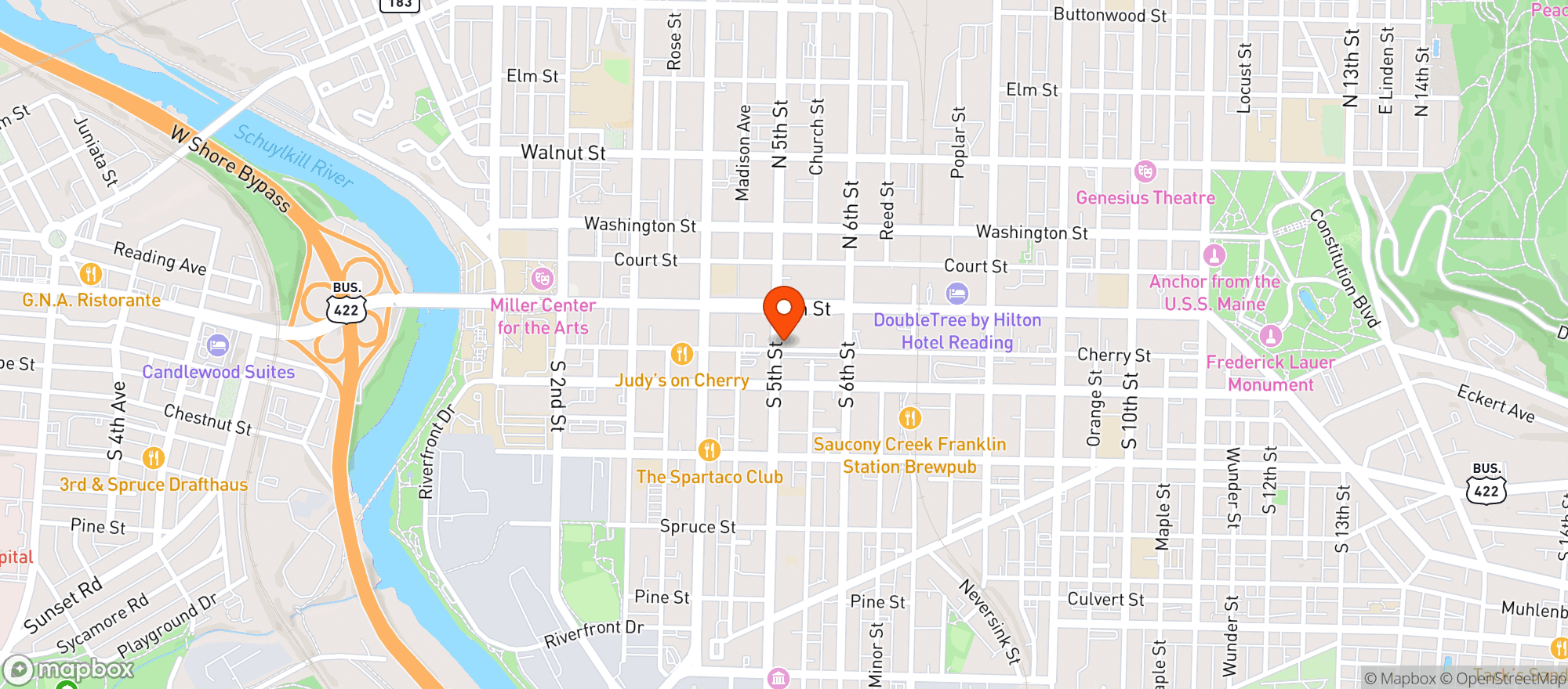 Map showing Ugly Oyster Drafthaus