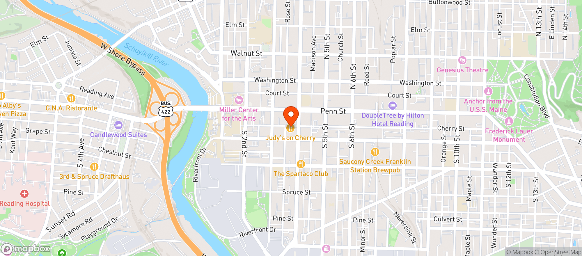 Map showing Judys On Cherry