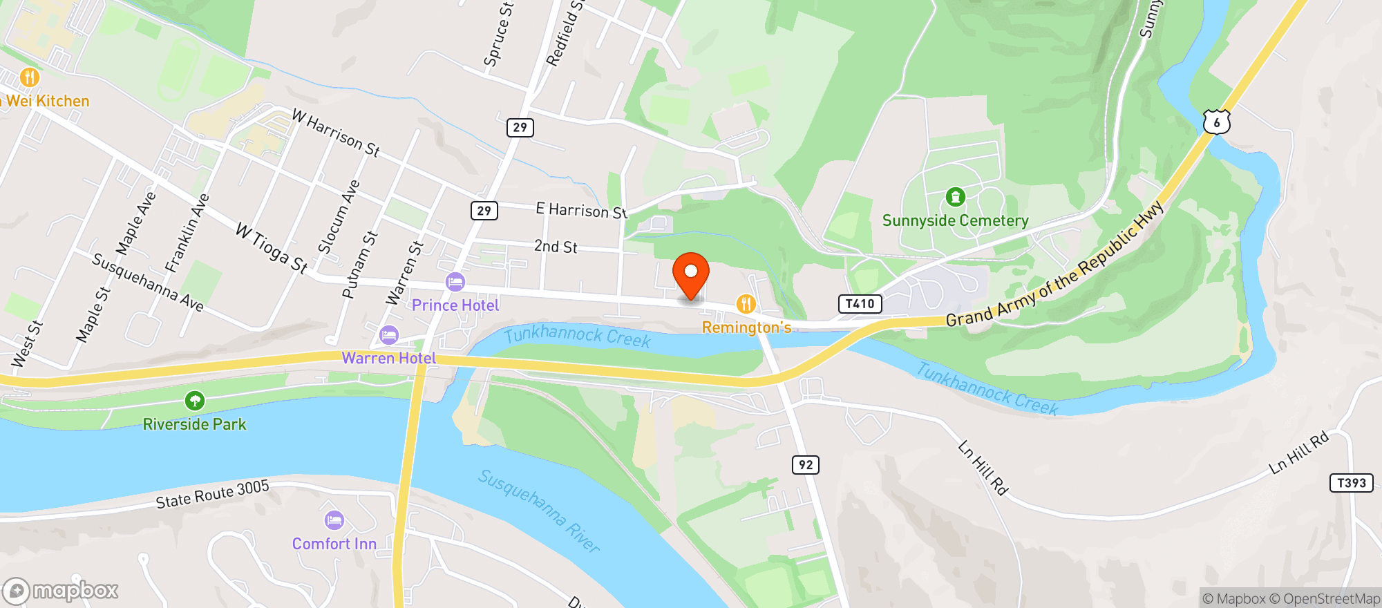 Map showing Food Express