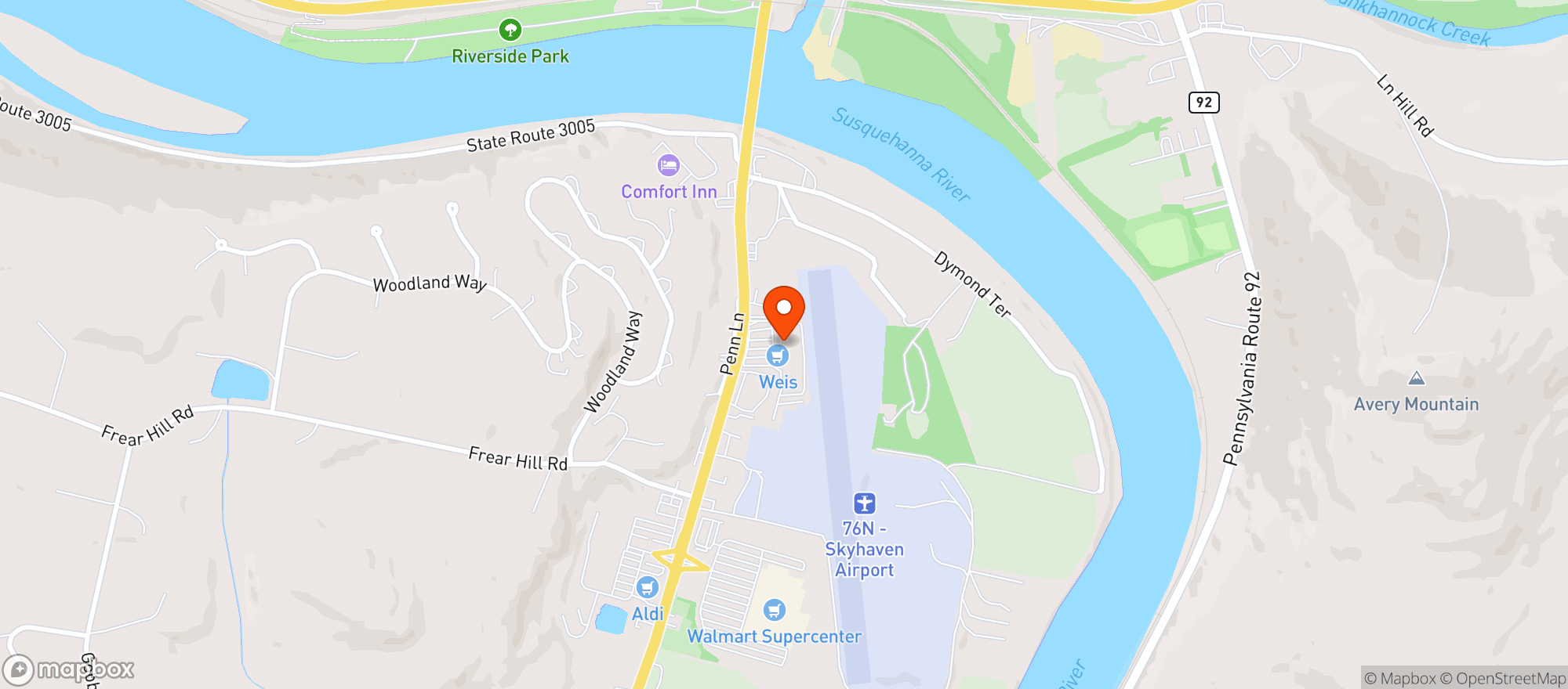 Map showing Weis Markets