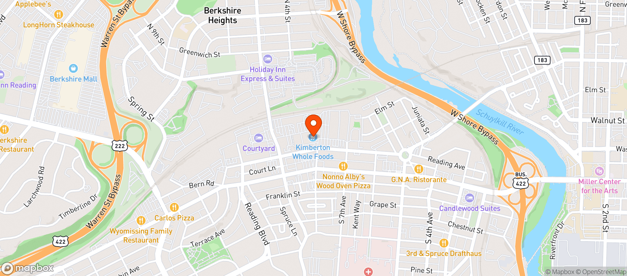 Map showing Kimberton Whole Foods