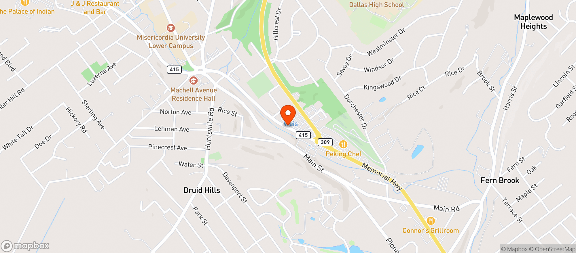 Map showing Weis Market Cafe