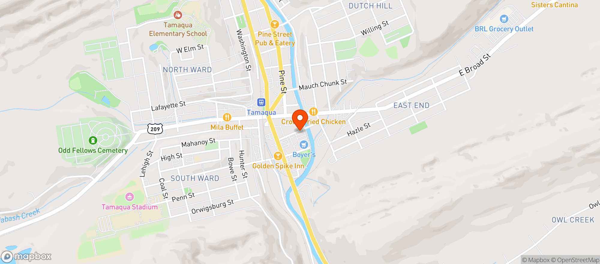 Map showing Tamaqua Cold Beer