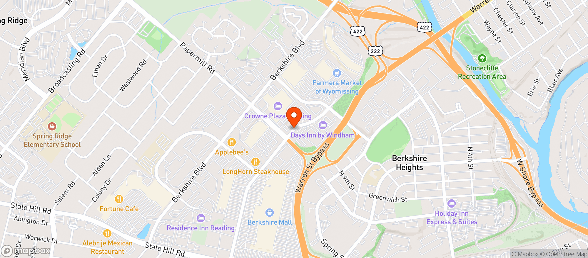 Map showing Plaza Azteca