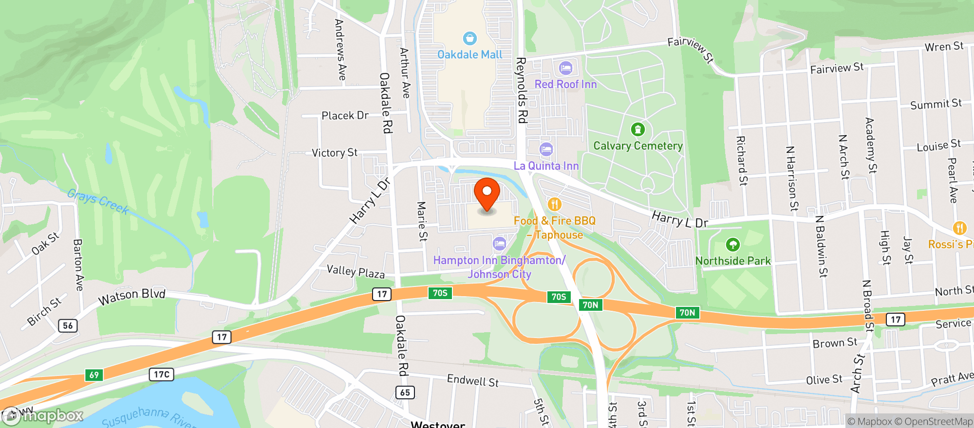 Map showing #73 Wegmans Johnson City