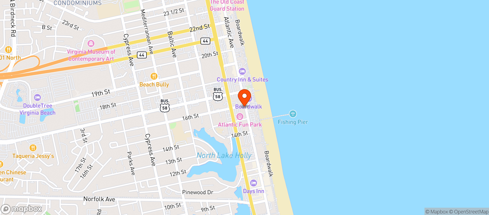 Map showing Atlantic Food Mart
