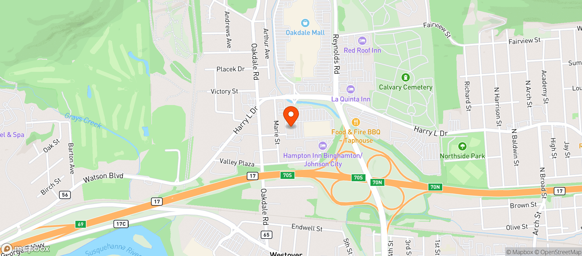 Map showing Johnson City Wine & Spirits