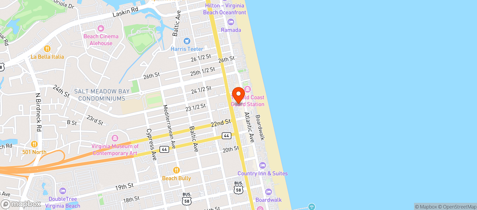 Map showing Baja Cantina