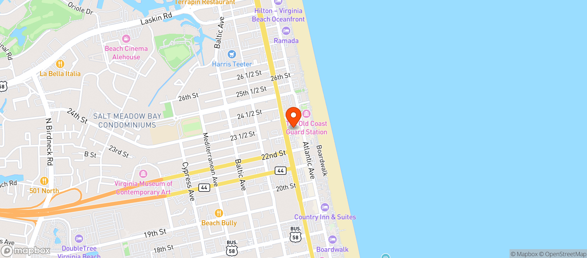 Map showing Tautog's Restaurant