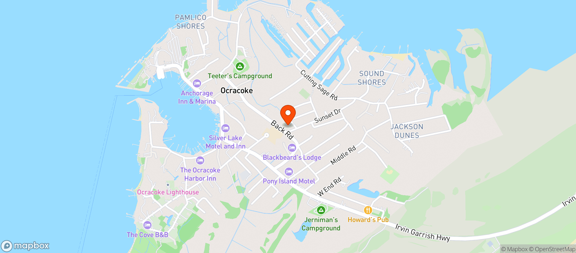 Map showing Ocracoke Coffee Company