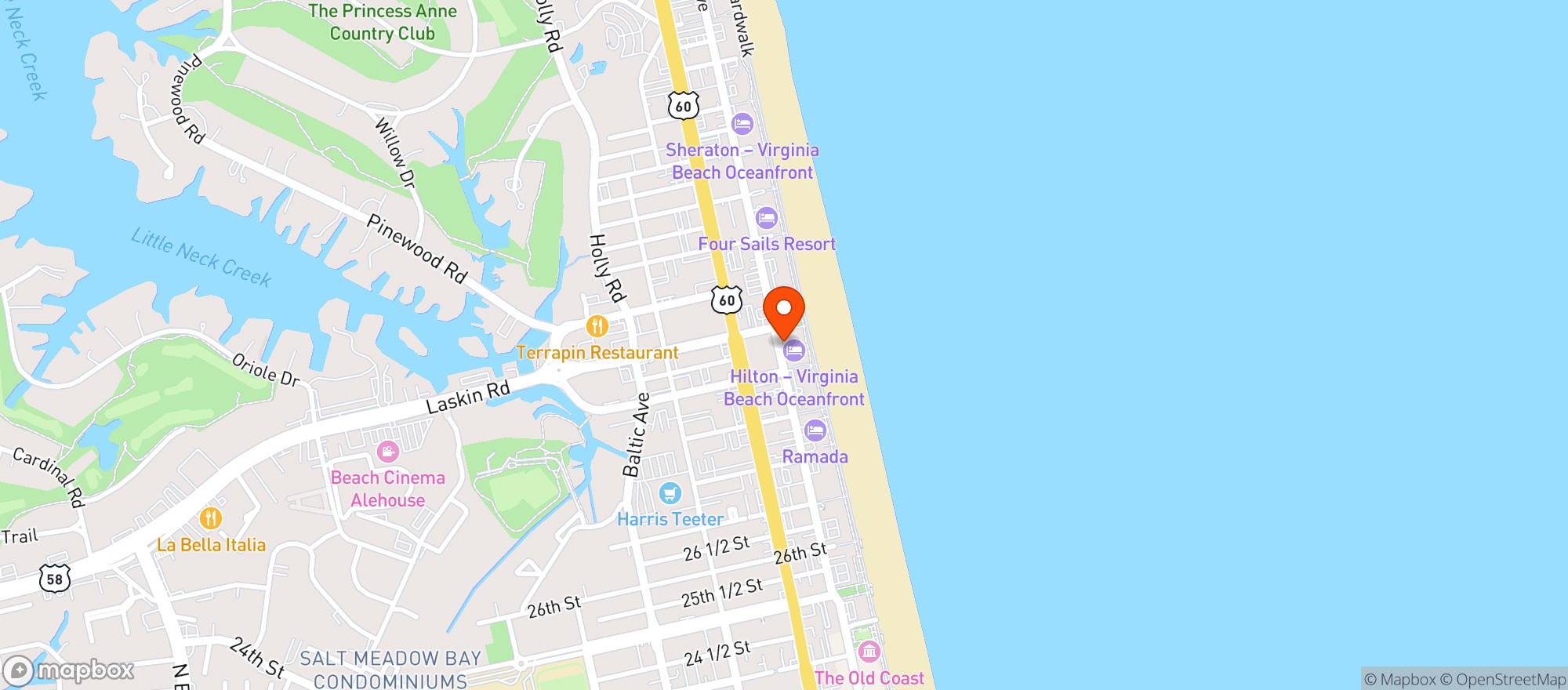 Map showing Hilton