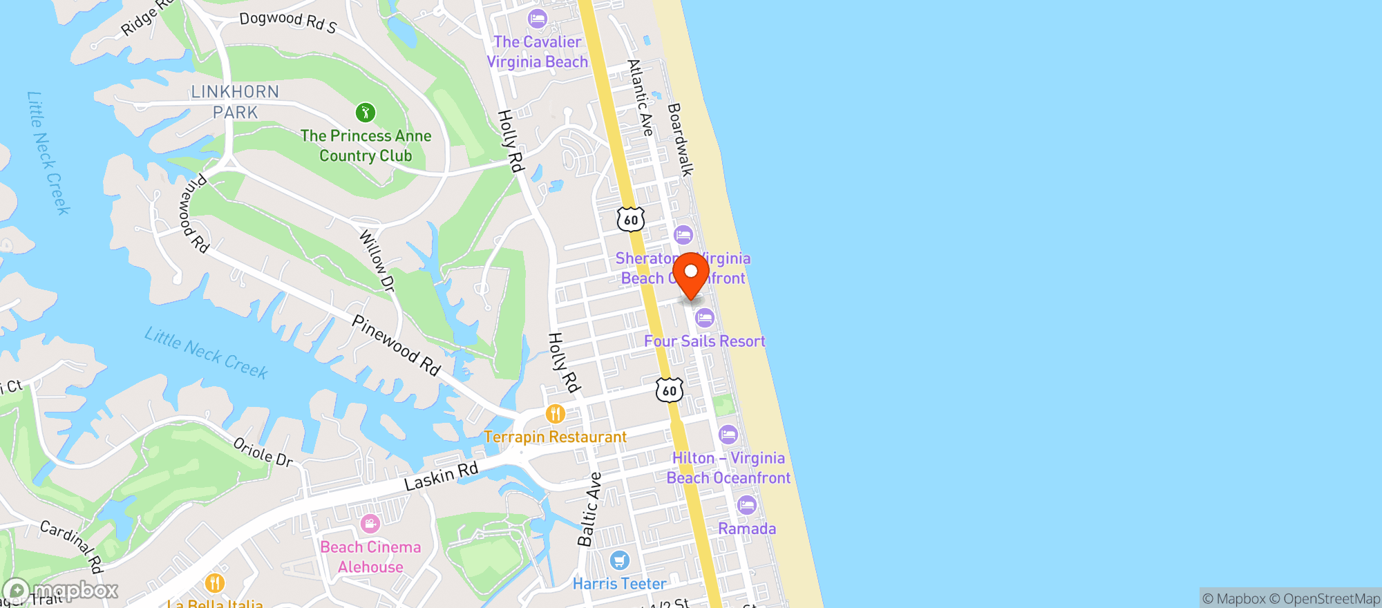 Map showing Hilton Garden Inn