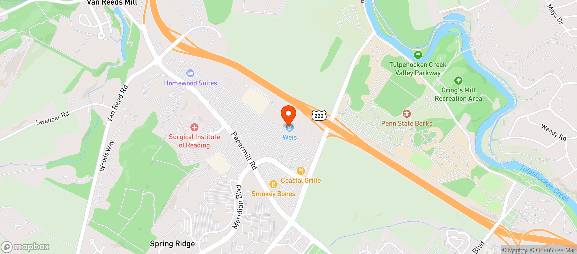 Map showing Weis Markets
