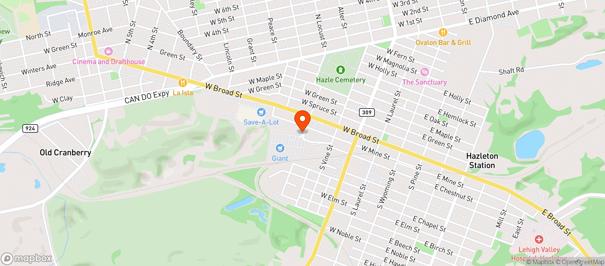Map showing Giant