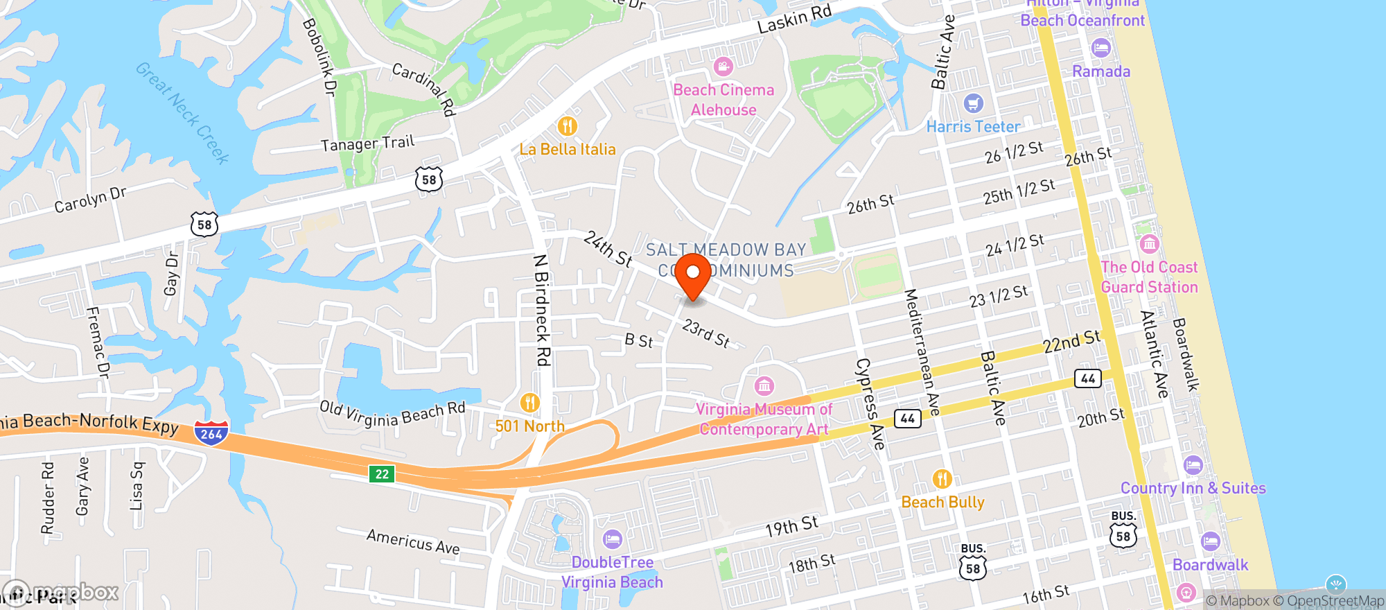 Map showing Little Theatre Of Virginia Beach