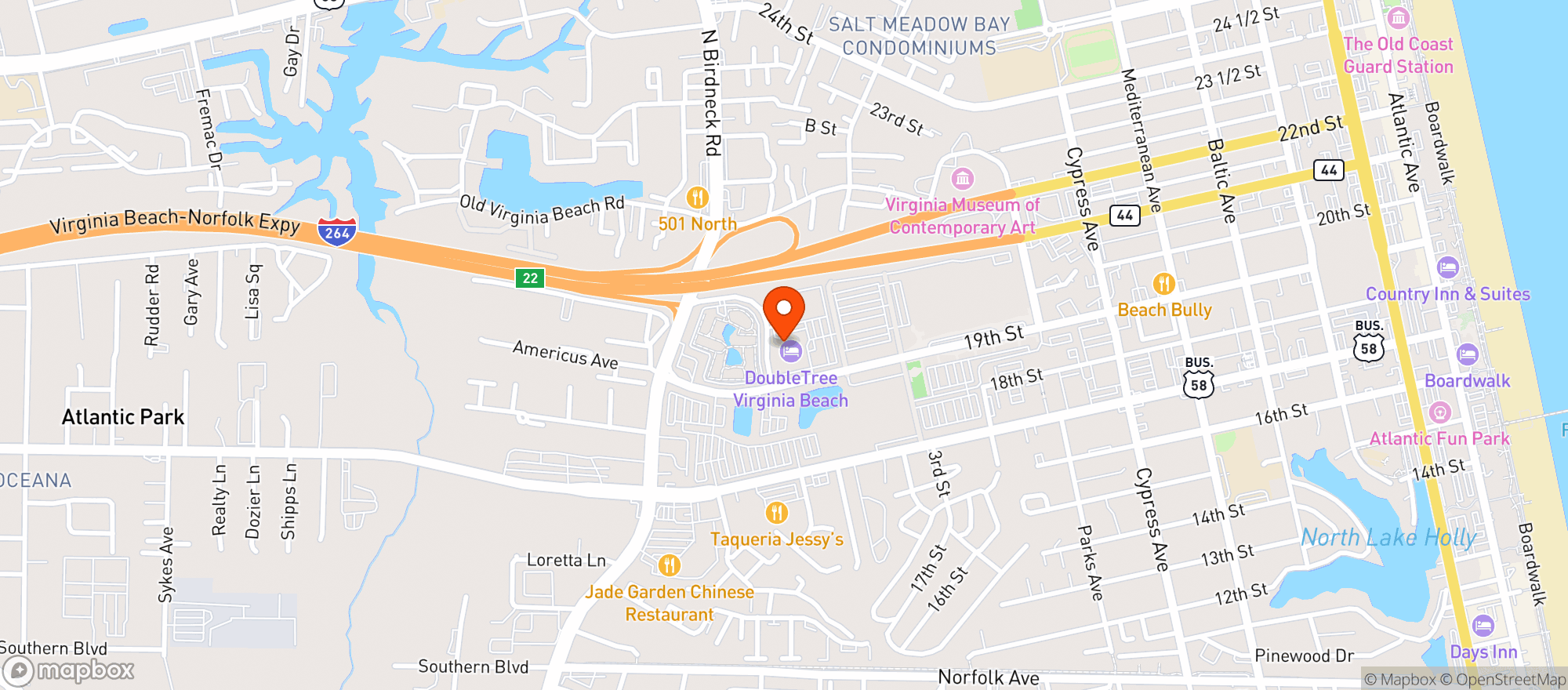 Map showing Doubletree Hotel #5028