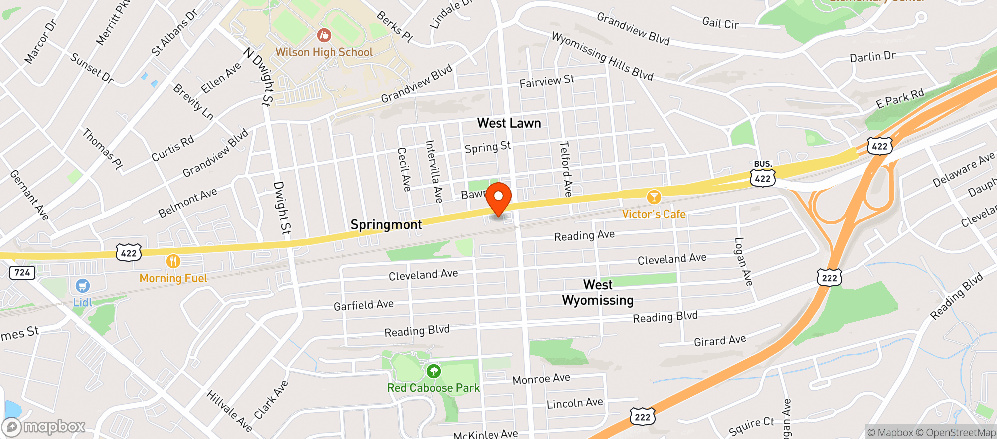 Map showing Redners Quick Shoppe #45