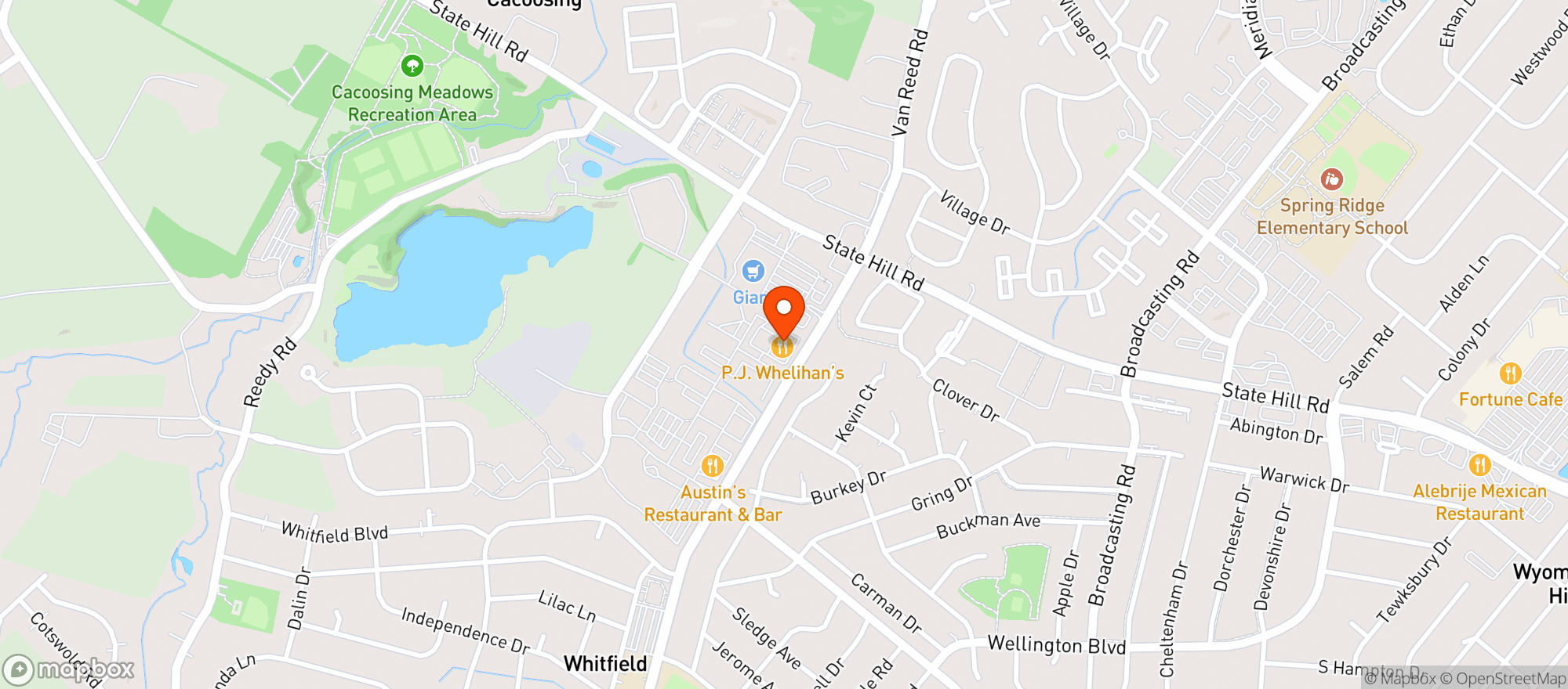 Map showing Pj Whelihans Pub & Restaurant