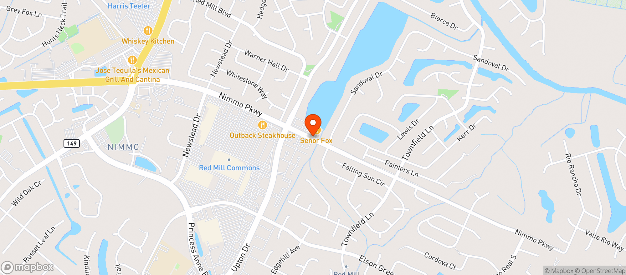 Map showing Senoir Fox Mexican Resturant