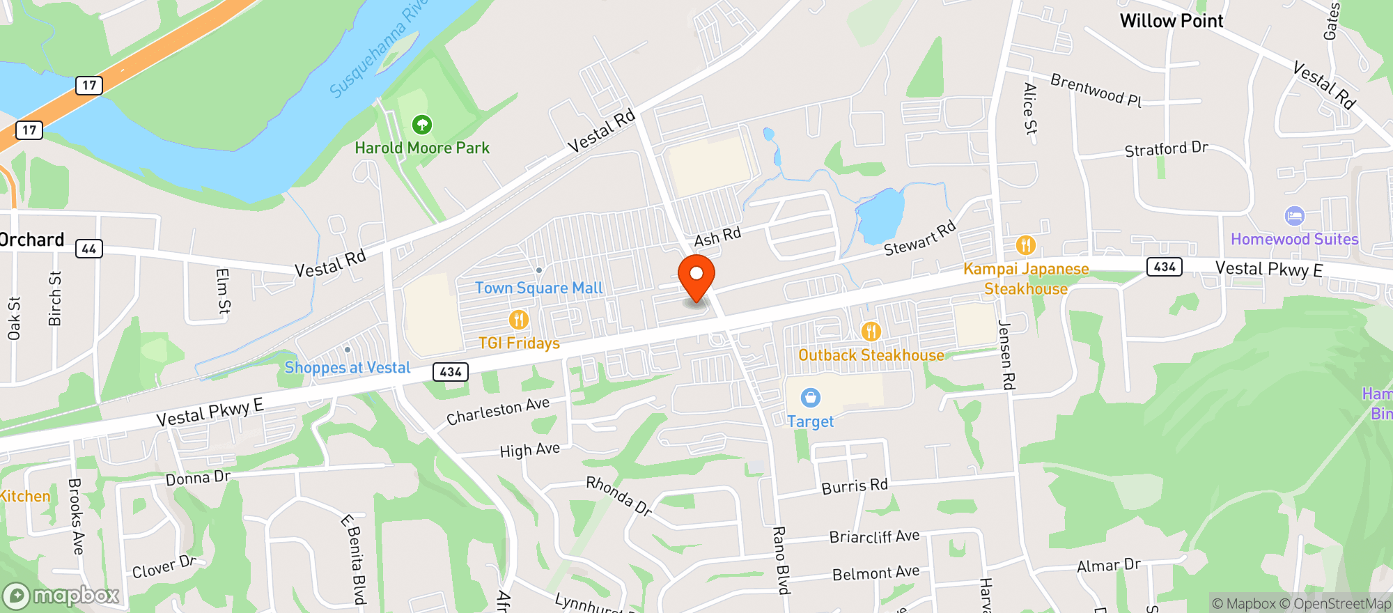 Map showing Vitamin Shoppe - Vestal