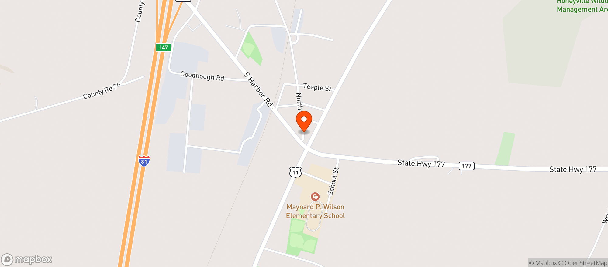 Map showing Adams Center Market