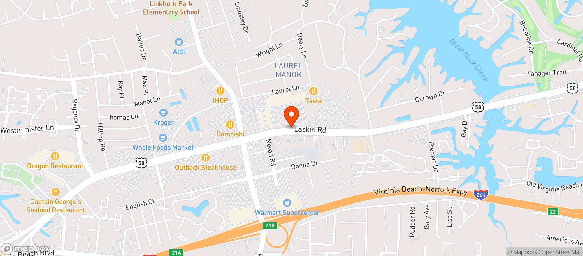 Map showing Bakers Crust