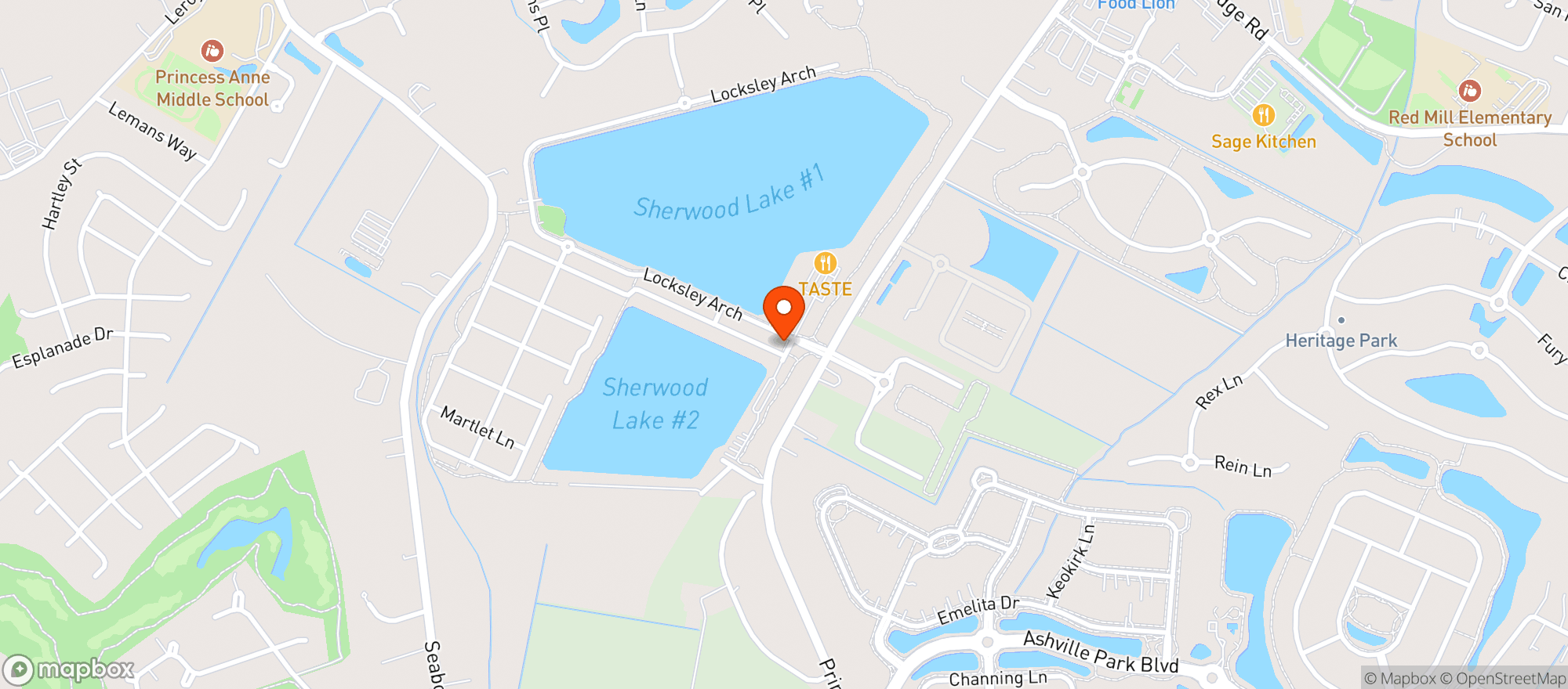 Map showing Shorebreak Pizza & Taphouse