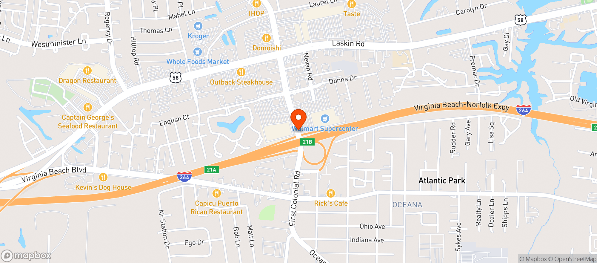 Map showing Walmart Supercenter