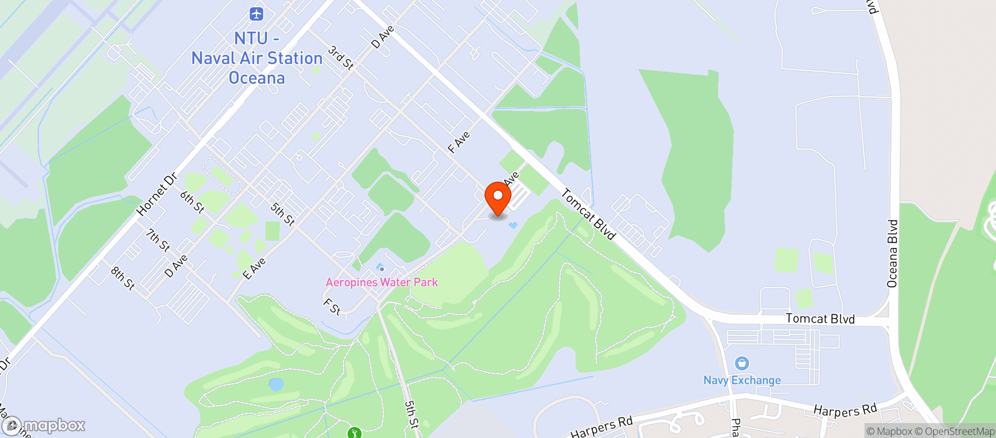 Map showing Nas Oceana Officers Club Check 6