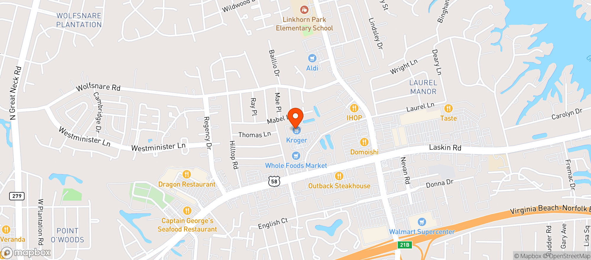 Map showing Kroger