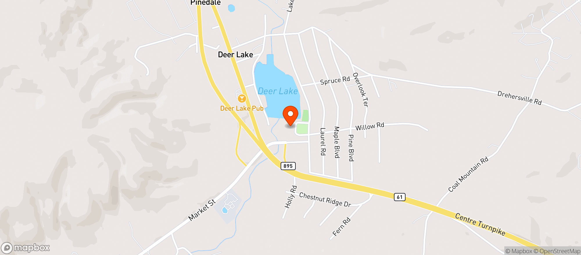 Map showing Deer Lake Picnic Grove