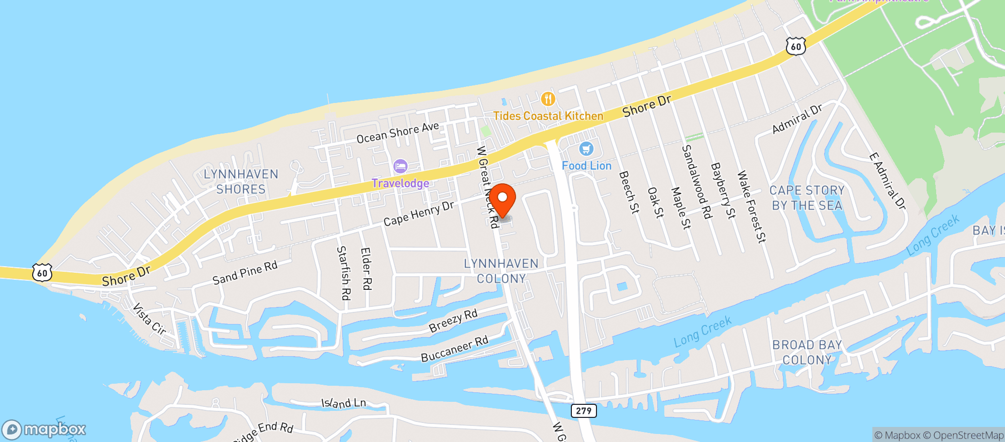 Map showing Lynnhaven Pub