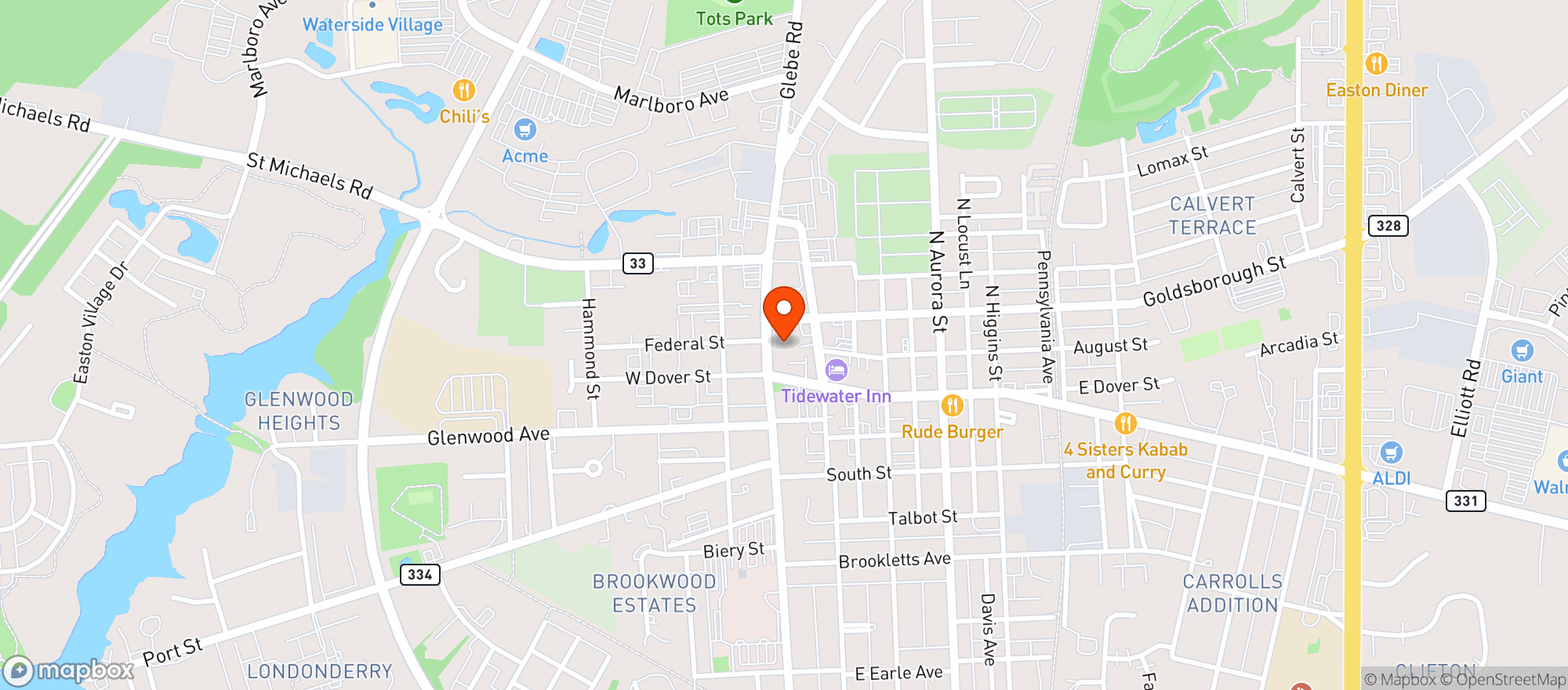 Map showing Washington St Pub
