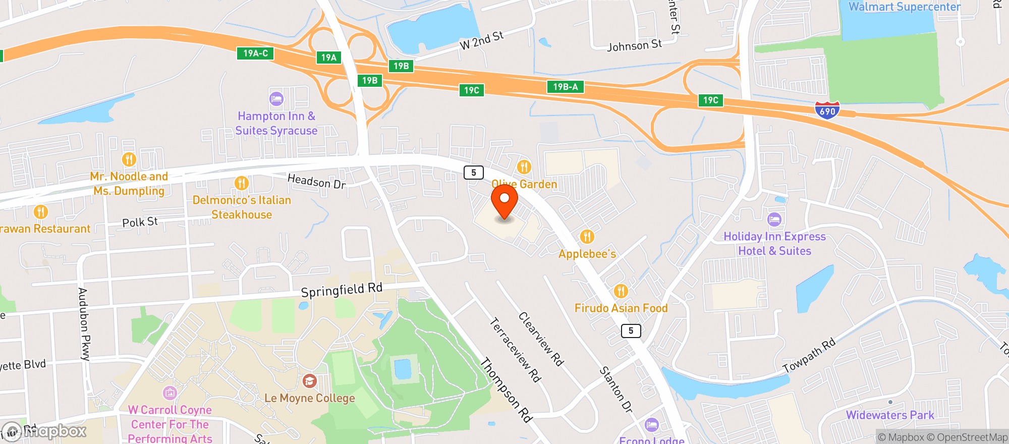 Map showing Pascales Liquor Square SYRACUSE