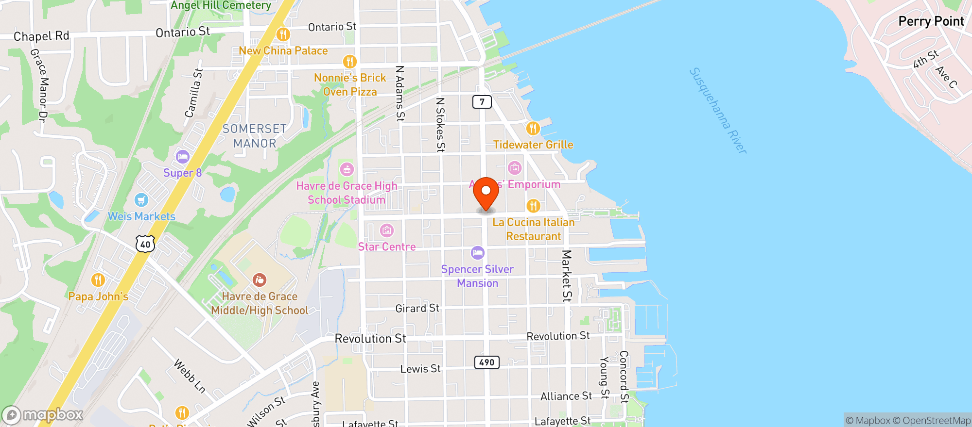 Map showing Coakley's Cornerstone
