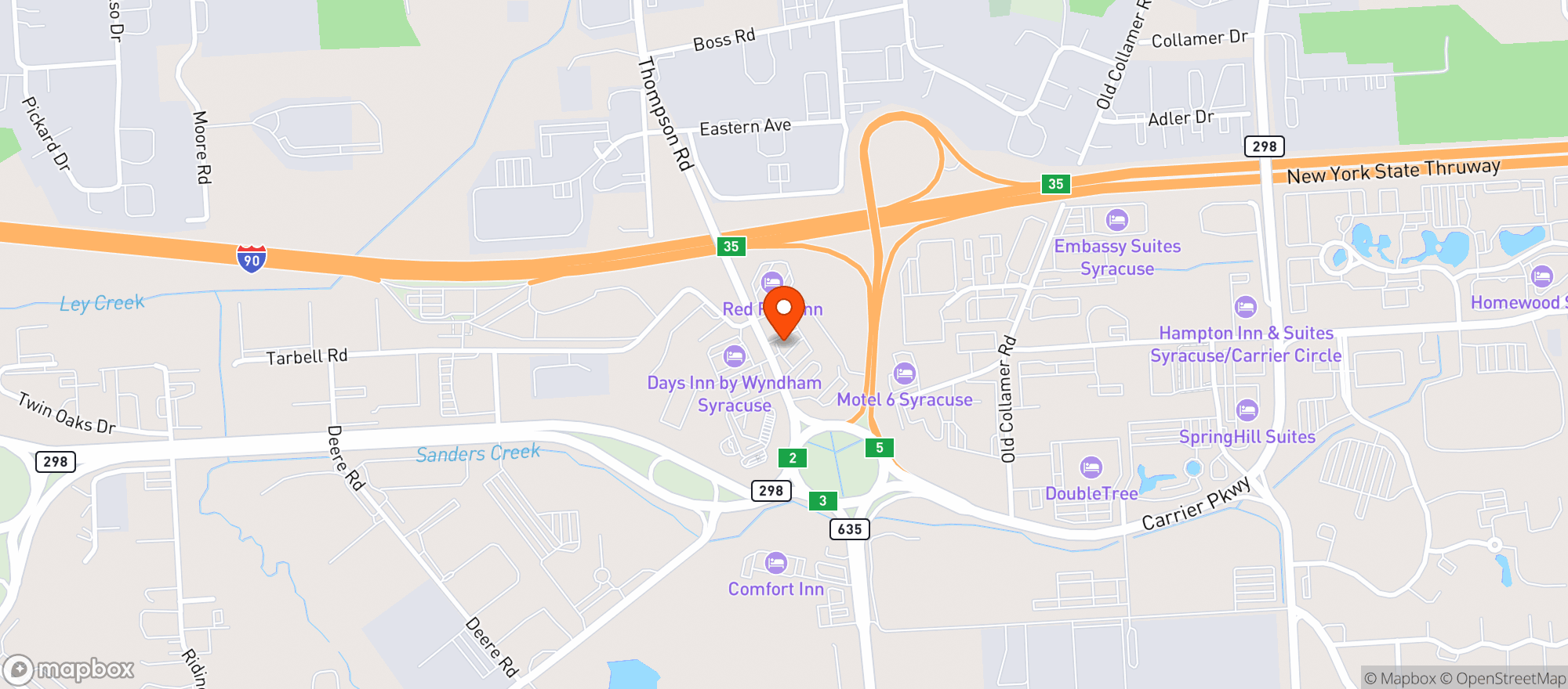 Map showing Joeys Restaurant