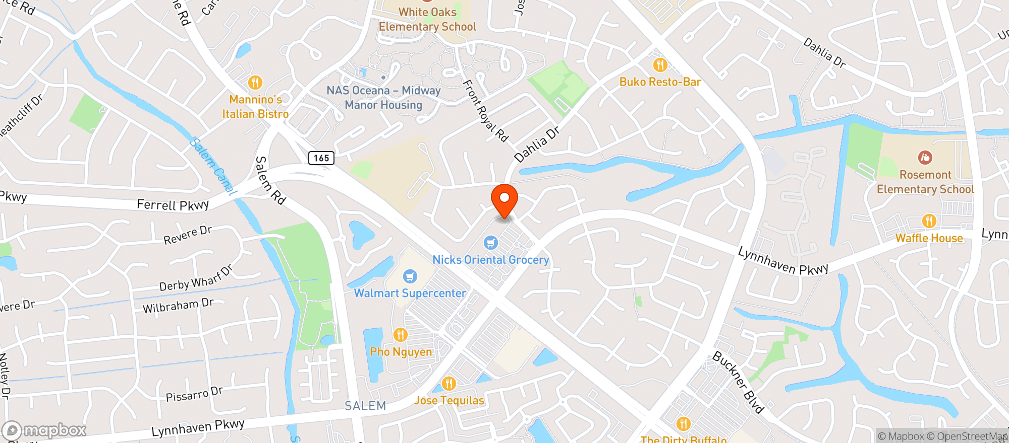 Map showing Inland Reef Restaurant