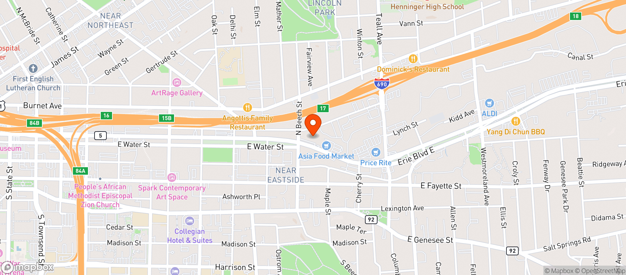 Map showing Door Dash