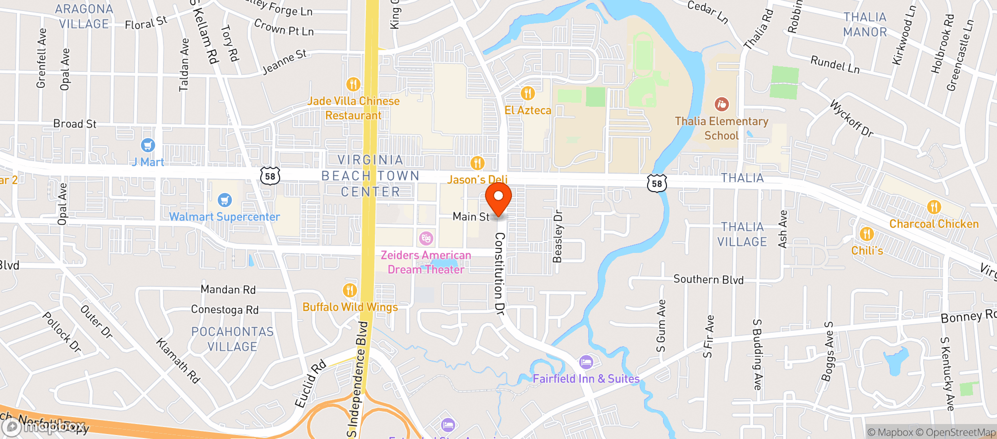 Map showing Tupelo Honey