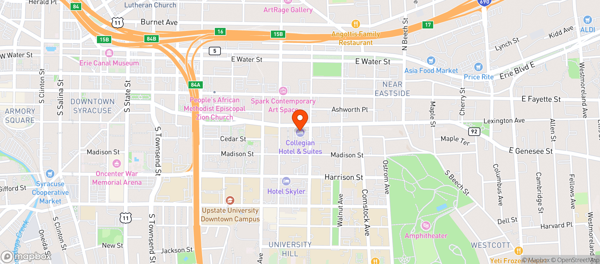 Map showing Genesee Inn