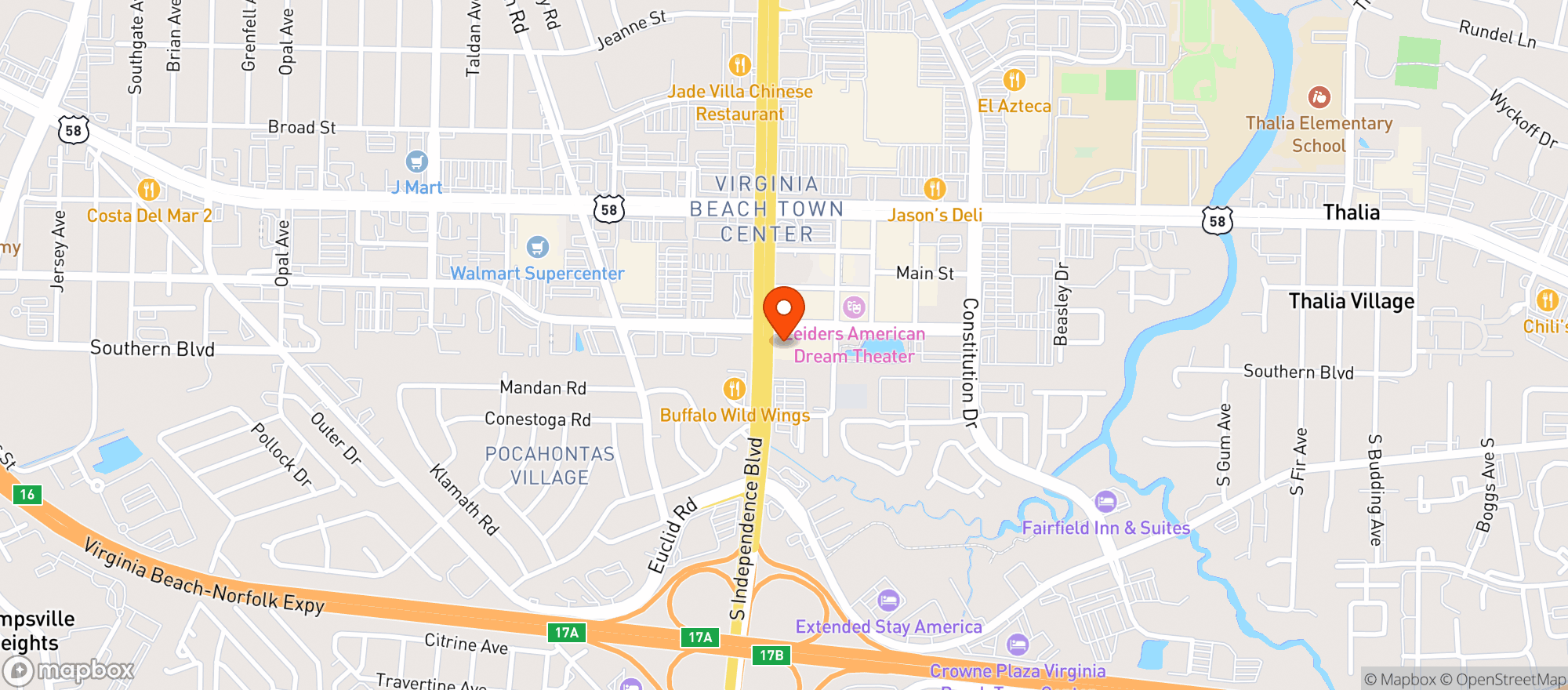 Map showing Apex Entertainment