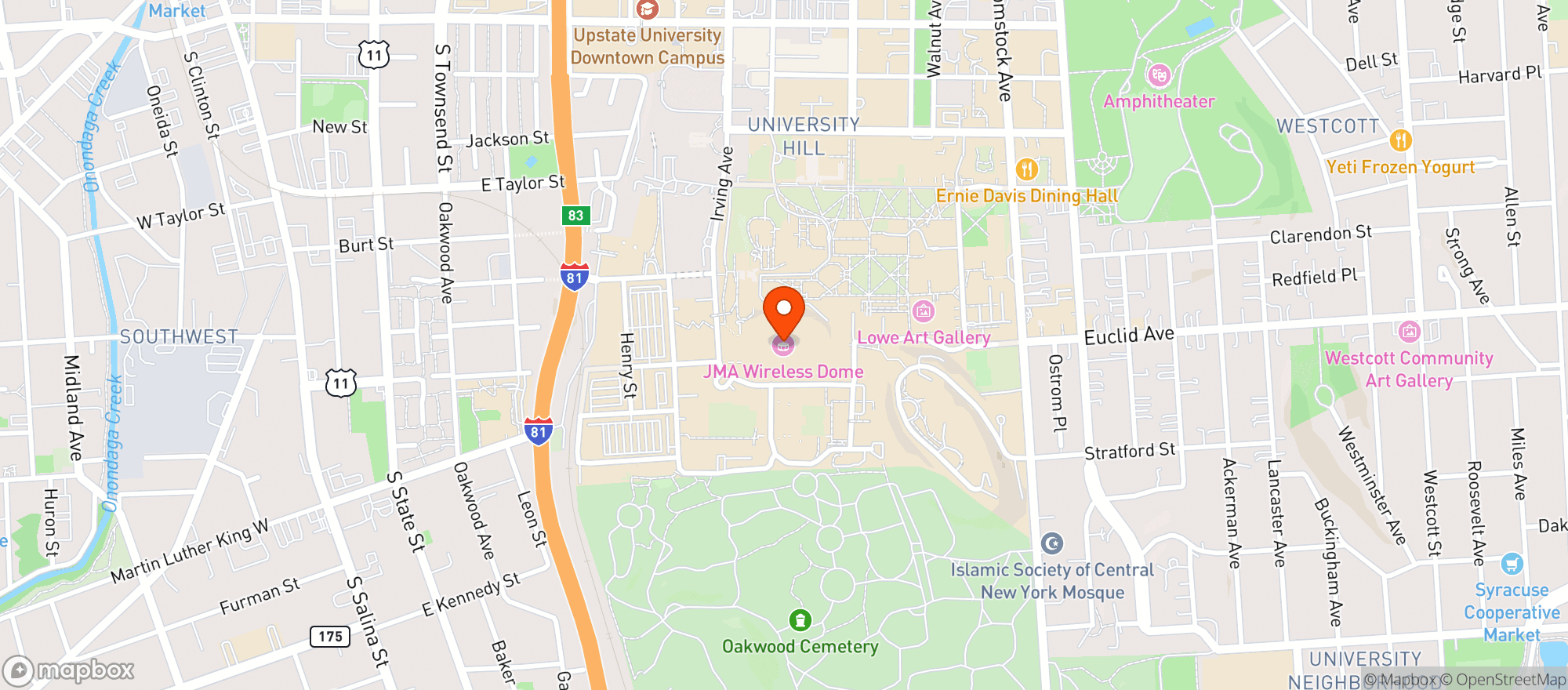 Map showing Jma Wireless Dome (carrier Dome)